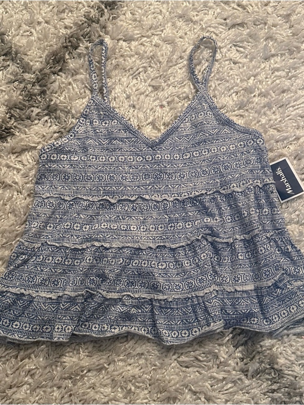 NWT American Eagle Ruffle Flowy Patterned Tank Top Size Medium